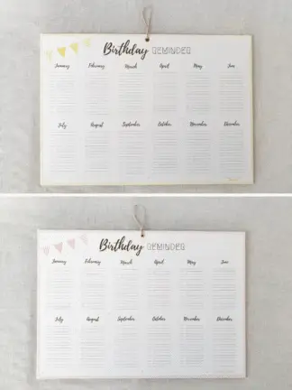 CALENDRIER DES ANNIVERSAIRES